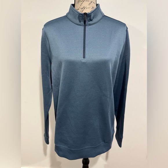 Hickey Freeman 1/4 Zip Pullover Striped Long Sleeve Mens Size Small Blue - Picture 10 of 10